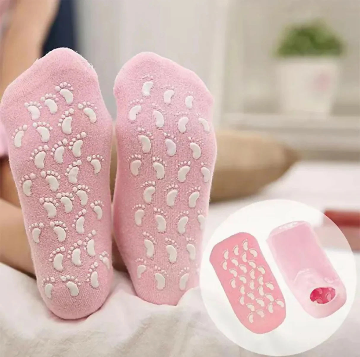 Spa Gel Moisturizing Socks Anti Slip Heel Car...