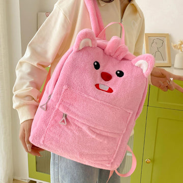 Cute Bunny Plush Backpack – Fluffy School Bag...