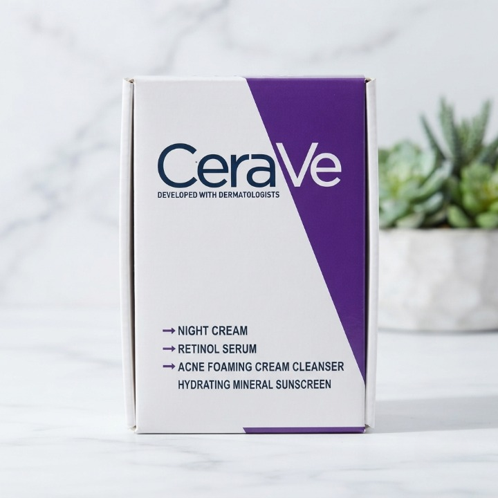 CeraVe 4 In 1 Skincare Kit Night Cream Retinol Serum Acne Foaming Cream Cleanser Hydrating Mineral Sunscreen My Store