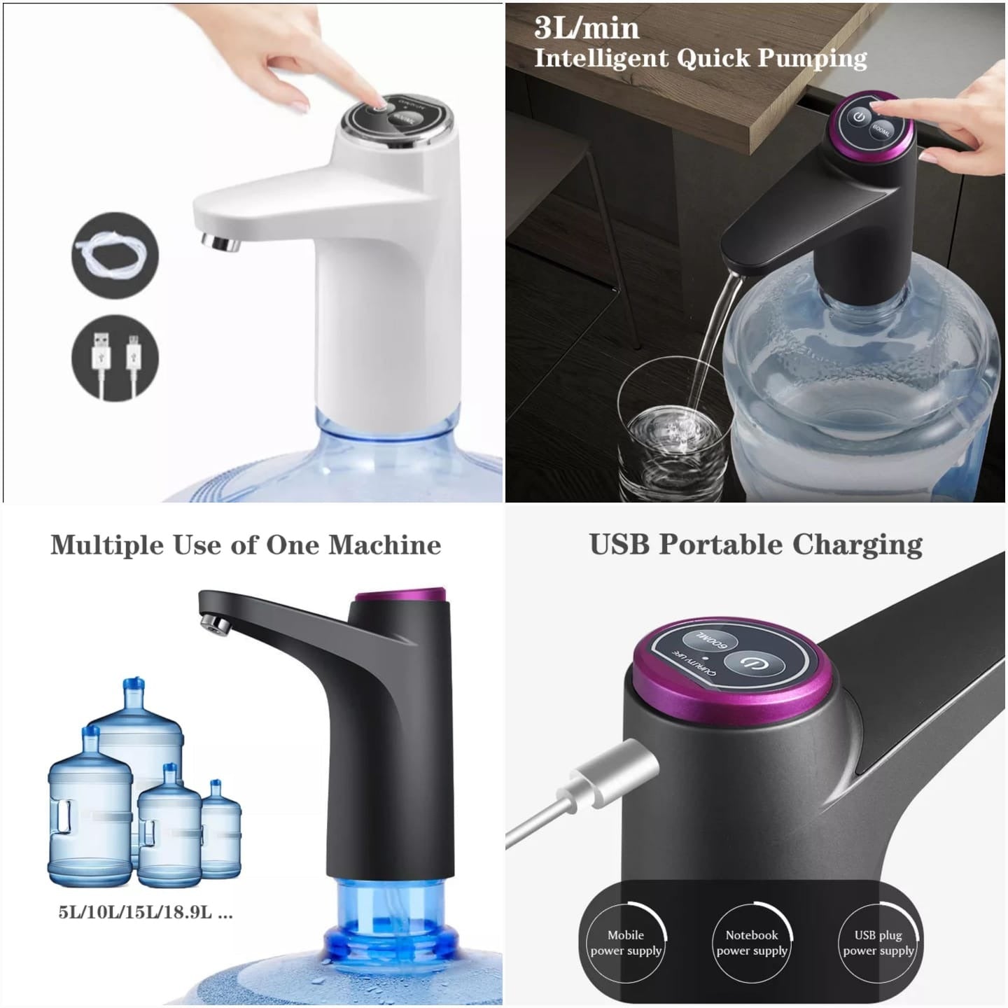 Mclassic MD-03 Touch Intelligent Electric Water Pump – Rechargeable Automatic Dispenser For Bottled Water With One-Touch Operation (Random Color) My Store