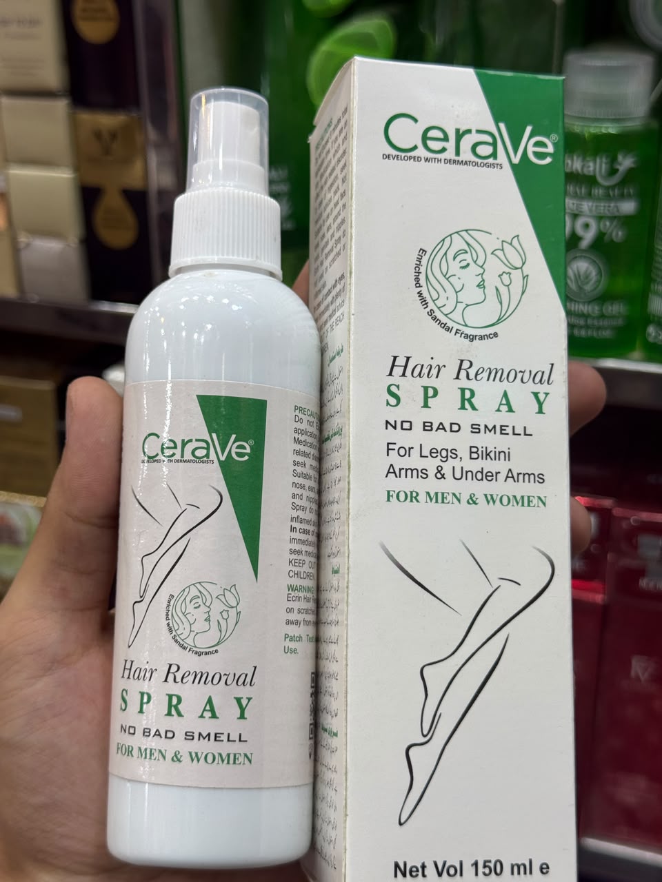 Green CeraVe Hair Removal Spray - Gentle Body Hair Eliminator Smooth Skin Depilatory Formula Easy Spray Skincare Product For Men And Women - 150ML My Store